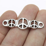 WYSIWYG 10pcs 11x39mm Jewelry DIY Handmade Craft Charms Antique Silver Color Peace Sign Connector