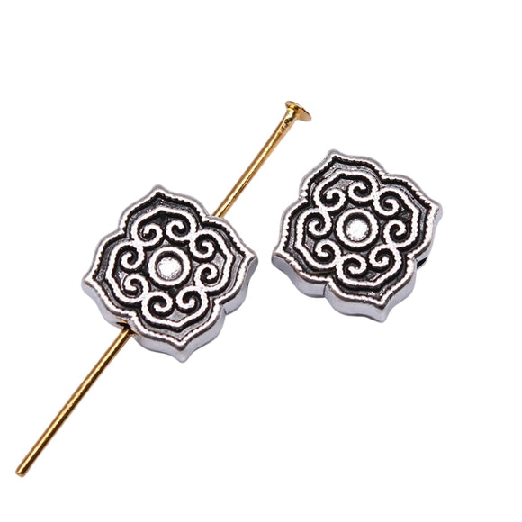 WYSIWYG 10pcs 11x5mm Flower Small Hole Bead Charms For Jewelry Making DIY Bracelet Making Antique Silver Color