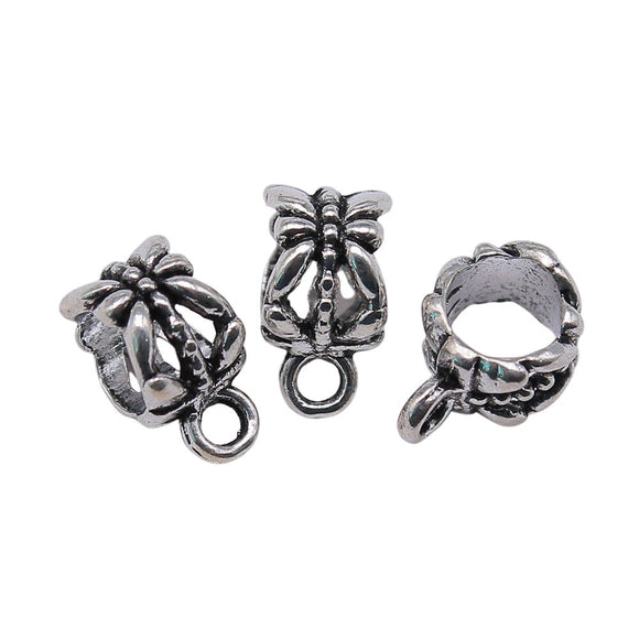 WYSIWYG 10pcs 11x7x6mm Vintage Charm Jewelry Connectors For DIY Jewelry Antique Silver Color Beads Bails Spacer Charms