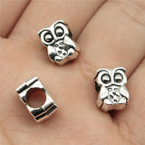 WYSIWYG 10pcs 11x8x7mm Charms Owl European Big Hole Beads 2 Colors For Jewelry Making Accessories