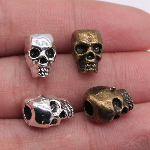WYSIWYG 10pcs 12x11mm Skull Big Hole Beads Fit Bracelet Skull European Big Hole Bead Charm Death Skull Head For DIY Necklace EF3804