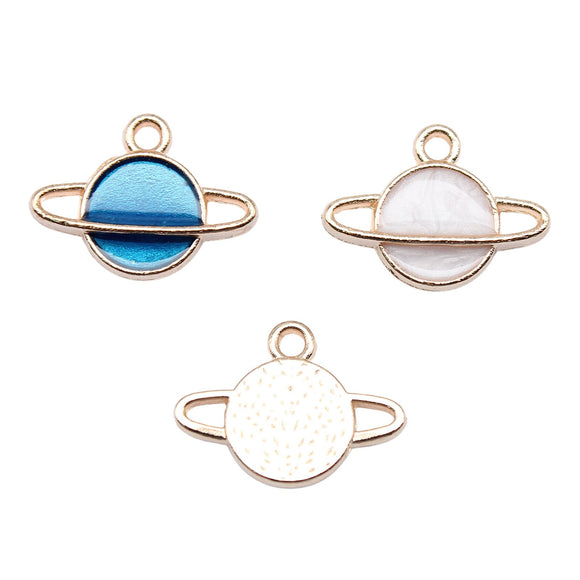 WYSIWYG 10pcs 12x16.5mm 2 Colors Enamel Astral Planet Charms Pendant For DIY Jewelry Making Handmade Jewelry Craft Findings