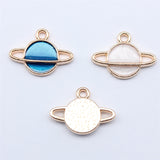 WYSIWYG 10pcs 12x16.5mm 2 Colors Enamel Astral Planet Charms Pendant For DIY Jewelry Making Handmade Jewelry Craft Findings