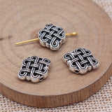 WYSIWYG 10pcs 12x16mm Classic Chinese Knot Alloy Spacer Beads Antique Silver Color Handmade Ethnic Beads DIY Jewelry Making