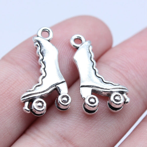 WYSIWYG 10pcs 12x21mm Antique Silver Color Roller Skate Charms Pendant For DIY Jewelry Making Handmade Jewelry Craft Findings