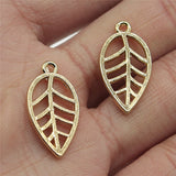 WYSIWYG 10pcs 12x23mm Leaves Charms Electrophoresis KC Gold Color Plated For DIY Jewelry Making Charms Pendant Jewelry Findings