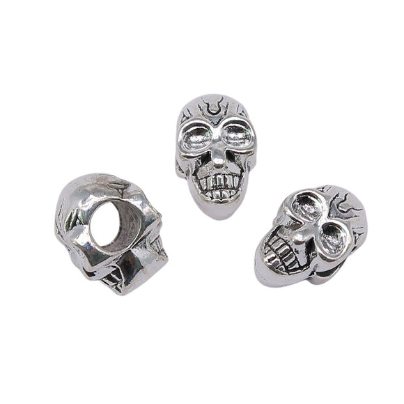 WYSIWYG 10pcs 12x9x7mm Skull European Spacer Beads Skull Beads Charms Double Sided Skull Beads For Jewelry Making