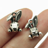 WYSIWYG 10pcs 13mm Rabbit Head Charm Pendants For Jewelry Making Antique Silver Color Rabbit Head Pendants Charm