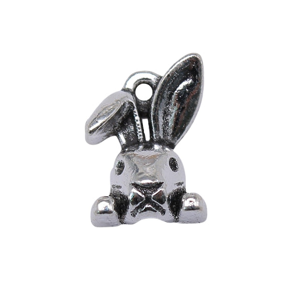 WYSIWYG 10pcs 13mm Rabbit Head Charm Pendants For Jewelry Making Antique Silver Color Rabbit Head Pendants Charm