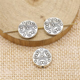 WYSIWYG 10pcs 13mm Round Pattern Small Hole Flat Beads For Jewelry Making DIY Bracelet Making Antique Silver Color