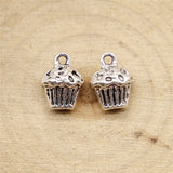 WYSIWYG 10pcs 13x10x8mm 3D Cupcake Charms Pendants For Jewelry Making Antique Silver Plated Antique Bronze Color EF3756