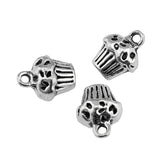 WYSIWYG 10pcs 13x10x8mm 3D Cupcake Charms Pendants For Jewelry Making Antique Silver Plated Antique Bronze Color EF3756