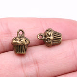 WYSIWYG 10pcs 13x10x8mm 3D Cupcake Charms Pendants For Jewelry Making Antique Silver Plated Antique Bronze Color EF3756