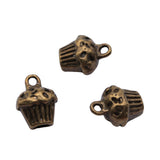 WYSIWYG 10pcs 13x10x8mm 3D Cupcake Charms Pendants For Jewelry Making Antique Silver Plated Antique Bronze Color EF3756