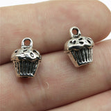WYSIWYG 10pcs 13x10x8mm 3D Cupcake Charms Pendants For Jewelry Making Antique Silver Plated Antique Bronze Color EF3756