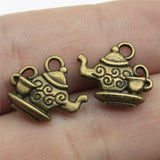 WYSIWYG 10pcs 13x15mm 2 Colors Antique Silver Color Antique Bronze Plated Teapot Charms Coffee Cup Charm Tea Cup Charms