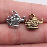 WYSIWYG 10pcs 13x15mm 2 Colors Antique Silver Color Antique Bronze Plated Teapot Charms Coffee Cup Charm Tea Cup Charms