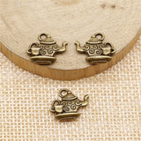WYSIWYG 10pcs 13x15mm 2 Colors Antique Silver Color Antique Bronze Plated Teapot Charms Coffee Cup Charm Tea Cup Charms
