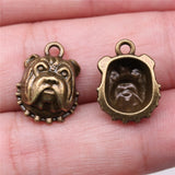 WYSIWYG 10pcs 13x17mm Bulldog Dog Head Charms Pendant For Jewelry Making Antique Bronze Antique Silver Color Alloy Charms