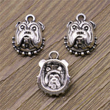 WYSIWYG 10pcs 13x17mm Bulldog Dog Head Charms Pendant For Jewelry Making Antique Bronze Antique Silver Color Alloy Charms