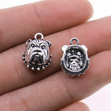 WYSIWYG 10pcs 13x17mm Bulldog Dog Head Charms Pendant For Jewelry Making Antique Bronze Antique Silver Color Alloy Charms