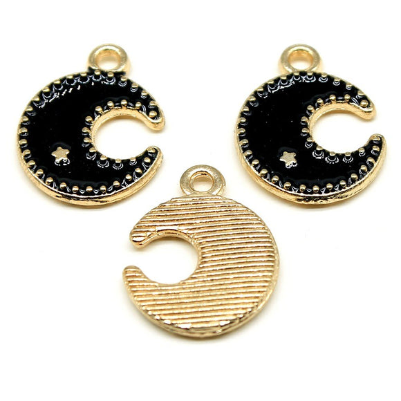 WYSIWYG 10pcs 13x17mm Moon Stars Charms KC Gold Color Plated For DIY Jewelry Making Zinc Alloy Charms Pendant Jewelry Findings