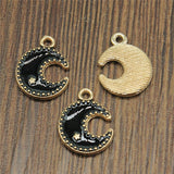 WYSIWYG 10pcs 13x17mm Moon Stars Charms KC Gold Color Plated For DIY Jewelry Making Zinc Alloy Charms Pendant Jewelry Findings