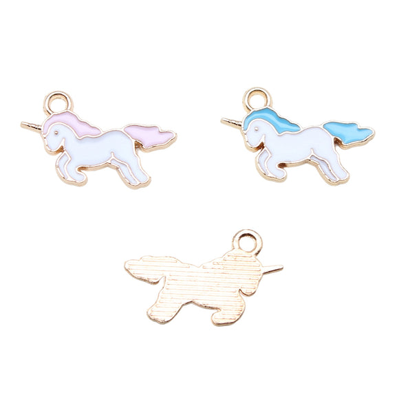 WYSIWYG 10pcs 13x21mm 2 Colors Enamel Unicorn Charms Pendant For DIY Jewelry Making Handmade Jewelry Craft Findings
