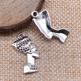 WYSIWYG 10pcs 13x26mm Woman Head Charms Antique Silver Color For Jewelry Making Zinc Alloy Charms Pendant DIY Jewelry Findings