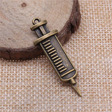 WYSIWYG 10pcs 13x43mm Syringe Charms Pendants For Jewelry Making 2 Colors Antique Silver Plated Antique Bronze Plated EF3767