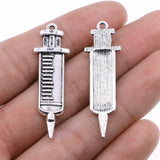 WYSIWYG 10pcs 13x43mm Syringe Charms Pendants For Jewelry Making 2 Colors Antique Silver Plated Antique Bronze Plated EF3767