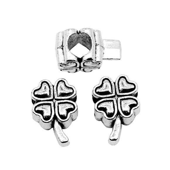 WYSIWYG 10pcs 13x9mm Clover DIY Craft Jewelry Accessories European Big Hole Bead Charm Clover Big Hole Beads