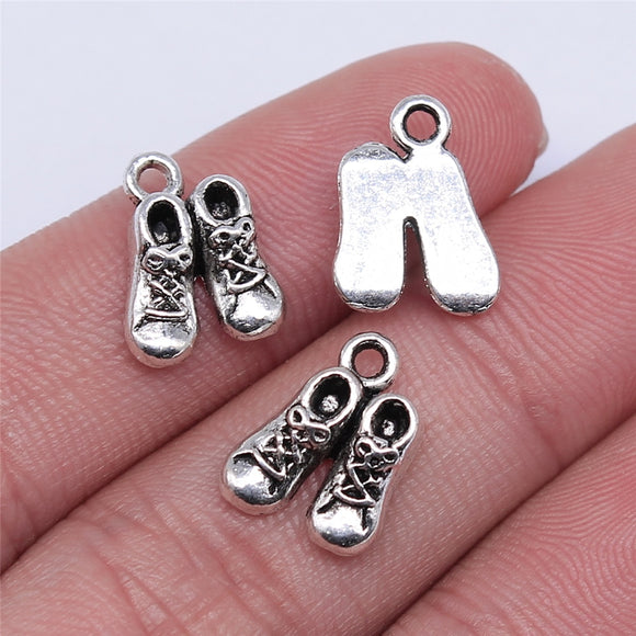 WYSIWYG 10pcs 14x10mm Antique Silver Color Baby Shoe Pendants Baby Shoe Pendants Baby Shoe Charm For Jewelry Making