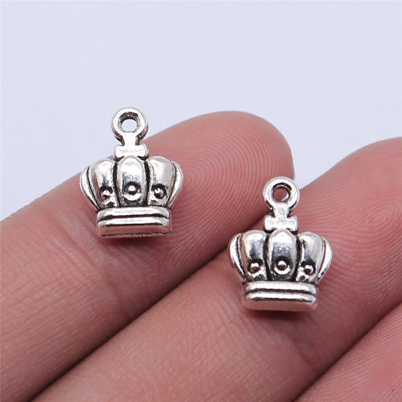 WYSIWYG 10pcs 14x10mm Crown Charms For Jewelry Making Antique Silver Plated Antique Bronze Color Jewelry Findings