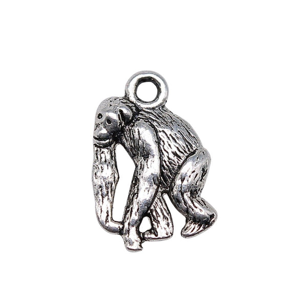 WYSIWYG 10pcs 14x10mm Orangutan Monkey Charm Pendants For Jewelry Making Antique Silver Color Gorilla Pendants Charm