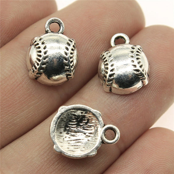 WYSIWYG 10pcs 14x11mm Baseball Charms Antique Silver Color Pendant Charms Jewelry Findings For Jewelry Making