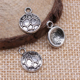 WYSIWYG 10pcs 14x11mm Football Ball Charm Pendants For Jewelry Making Antique Silver Color Soccer Pendants Charm Soccer Ball