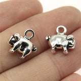 WYSIWYG 10pcs 14x14x5mm 3D Pig Charms Pendants For Jewelry Making 2 Colors Antique Silver Plated Antique Bronze Plated