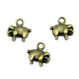WYSIWYG 10pcs 14x14x5mm 3D Pig Charms Pendants For Jewelry Making 2 Colors Antique Silver Plated Antique Bronze Plated