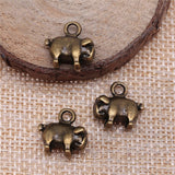 WYSIWYG 10pcs 14x14x5mm 3D Pig Charms Pendants For Jewelry Making 2 Colors Antique Silver Plated Antique Bronze Plated