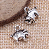 WYSIWYG 10pcs 14x14x5mm 3D Pig Charms Pendants For Jewelry Making 2 Colors Antique Silver Plated Antique Bronze Plated