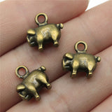 WYSIWYG 10pcs 14x14x5mm 3D Pig Charms Pendants For Jewelry Making 2 Colors Antique Silver Plated Antique Bronze Plated