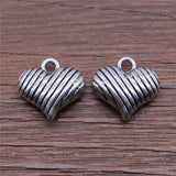 WYSIWYG 10pcs 14x15mm 3D Heart Charms Antique Silver Color For Jewelry Making Zinc Alloy Charms Pendant DIY Jewelry Findings