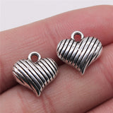 WYSIWYG 10pcs 14x15mm 3D Heart Charms Antique Silver Color For Jewelry Making Zinc Alloy Charms Pendant DIY Jewelry Findings