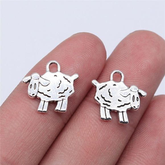 WYSIWYG 10pcs 14x15mm Antique Silver Color Sheep Charms Pendant For Jewelry Making DIY Jewelry Findings