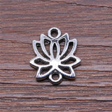 WYSIWYG 10pcs 14x16mm Lotus Connector Pendant Charms Antique Silver Color For Jewelry Making Zinc Alloy Jewelry Findings