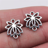 WYSIWYG 10pcs 14x16mm Lotus Connector Pendant Charms Antique Silver Color For Jewelry Making Zinc Alloy Jewelry Findings