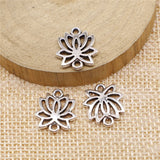 WYSIWYG 10pcs 14x16mm Lotus Connector Pendant Charms Antique Silver Color For Jewelry Making Zinc Alloy Jewelry Findings