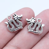 WYSIWYG 10pcs 14x17mm Antique Silver Color Double-Sided Chinese Dragon Charms Pendant For DIY Jewelry Making