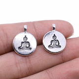 WYSIWYG 10pcs 14x19mm Double-Sided Buddha Statue Charms For Jewelry Making 2 Colors Antique Silver Plated Antique Bronze Plated